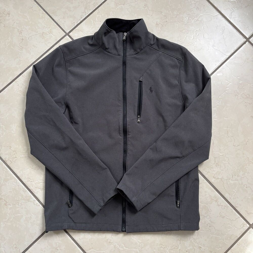 POLO Ralph Lauren Mens Performance Water Repellent Grey Jacket Size S Soft Shell
